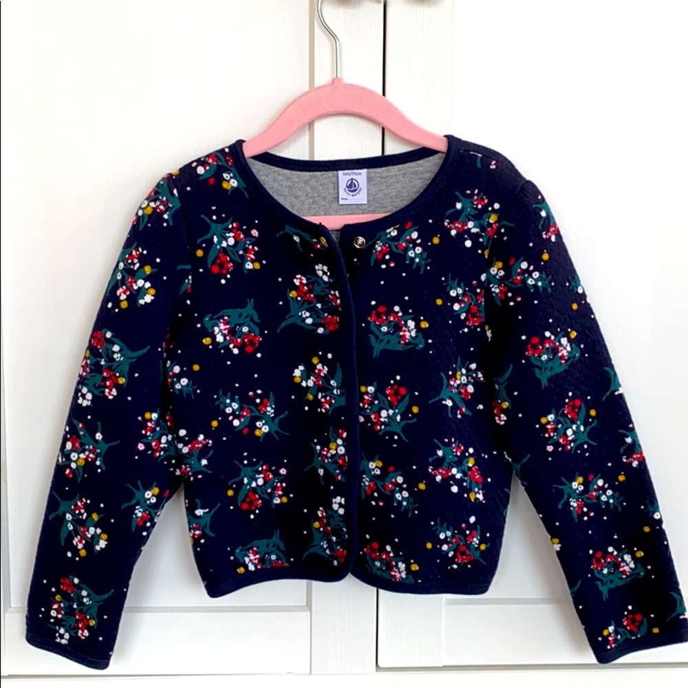 NEW Petit Bateau Girls Floral Cardigan size 6